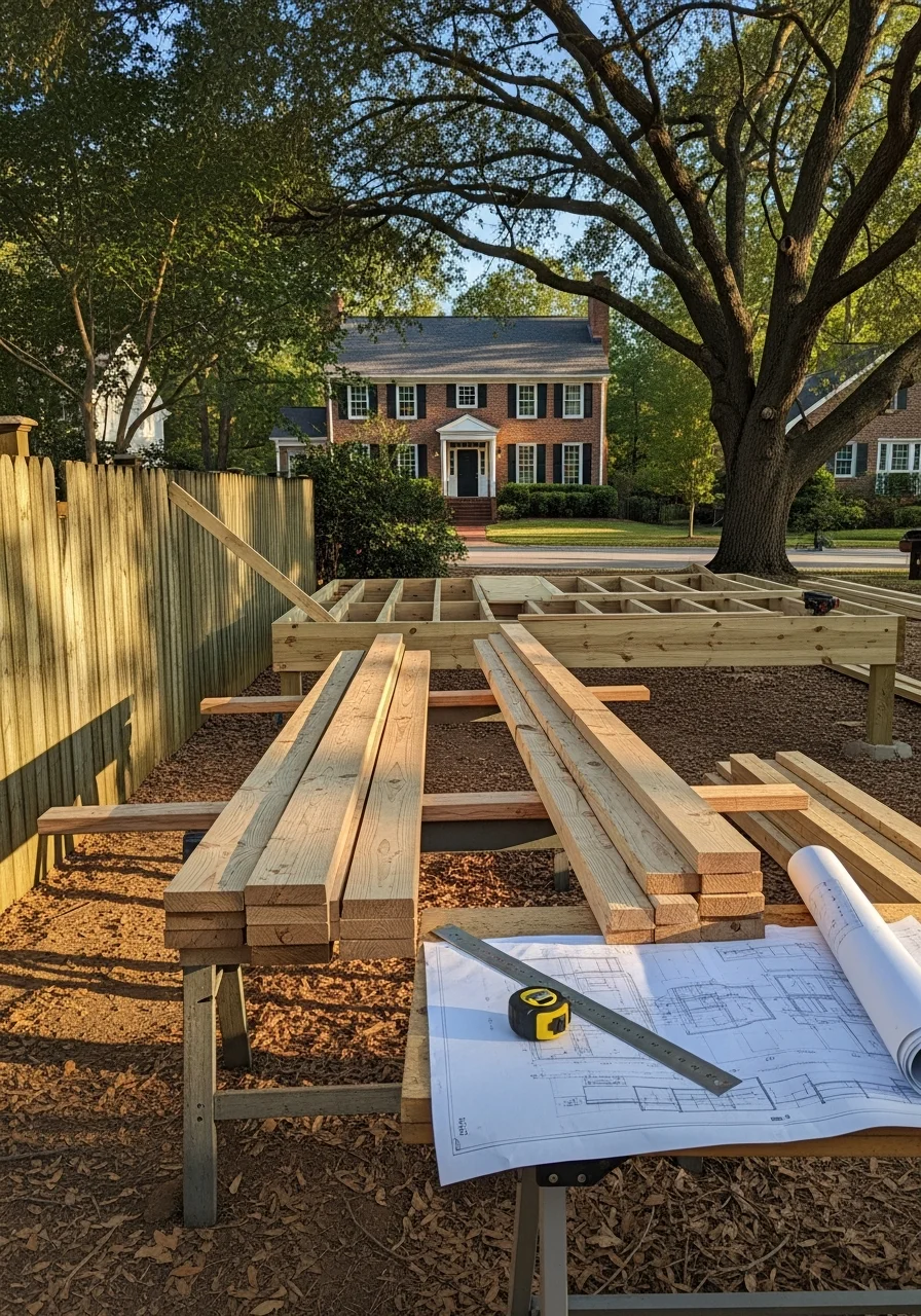 A contractor team reviewing project details on a Lexington residential property.